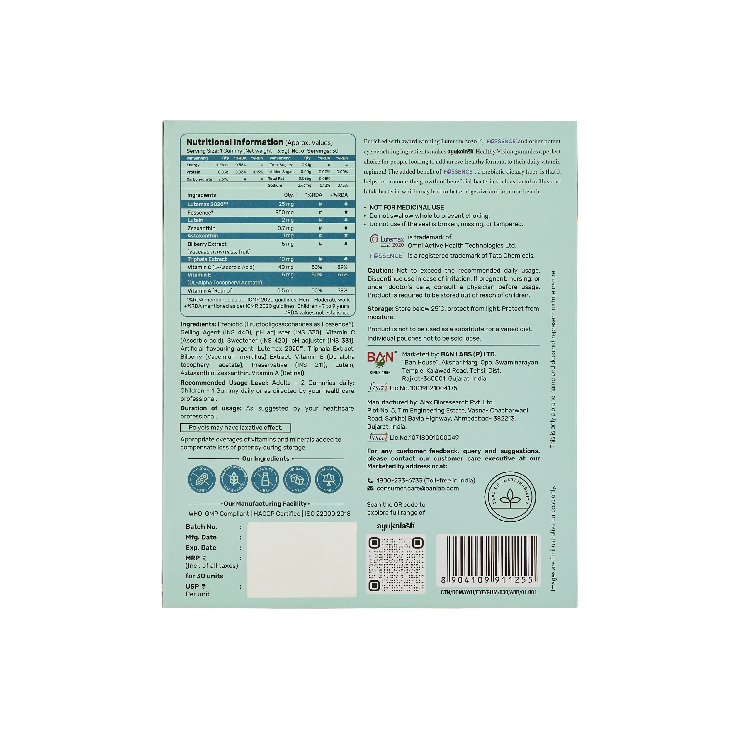 Back shot of eye vision gummies