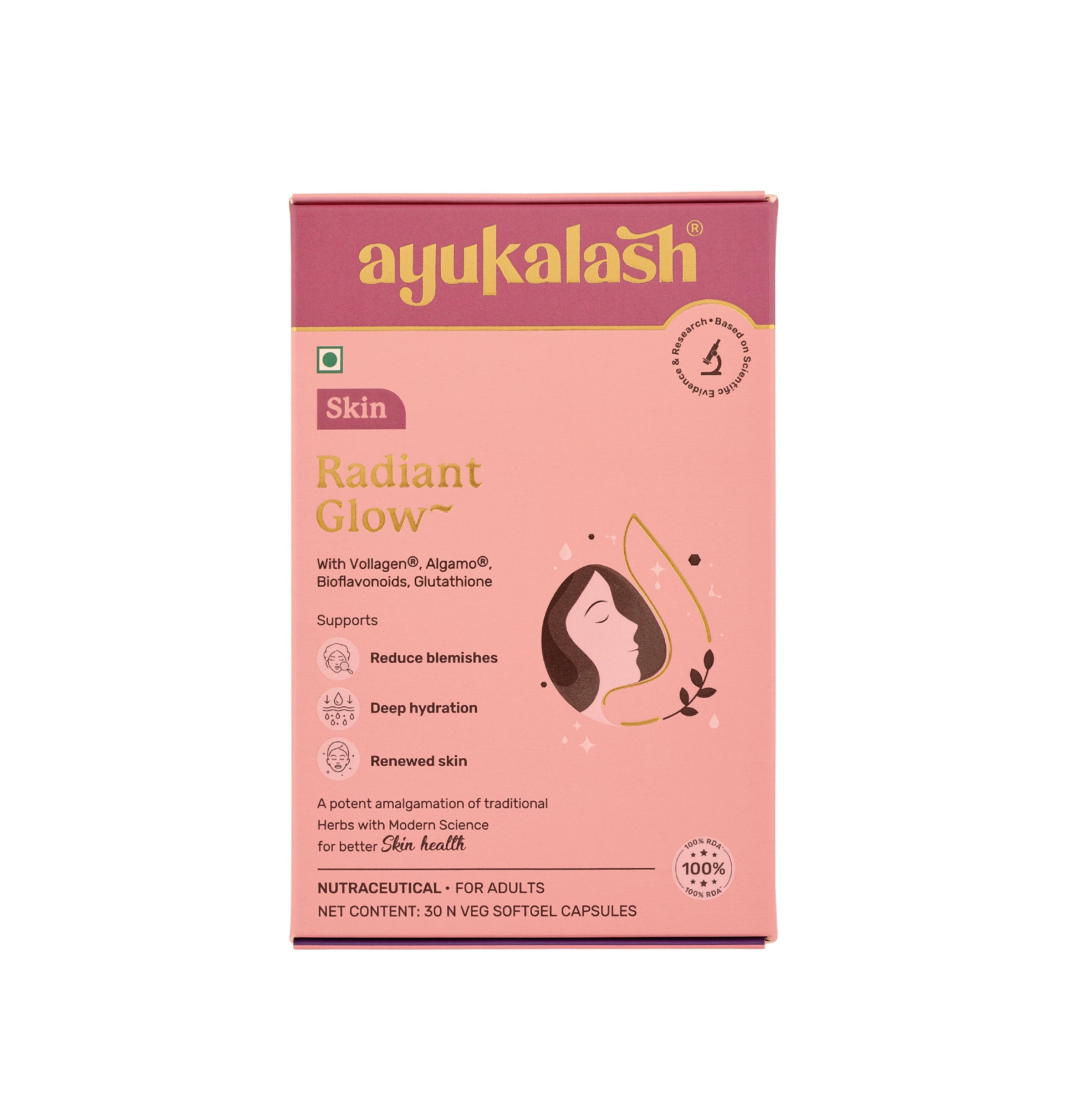 Front shot of radiant glow outer package